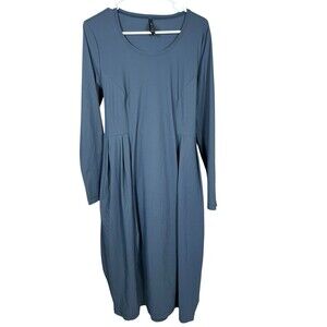 Porto SF Pleated Belted Midi Dress Lagenlook Jersey Size 2 Travel Stretch USA